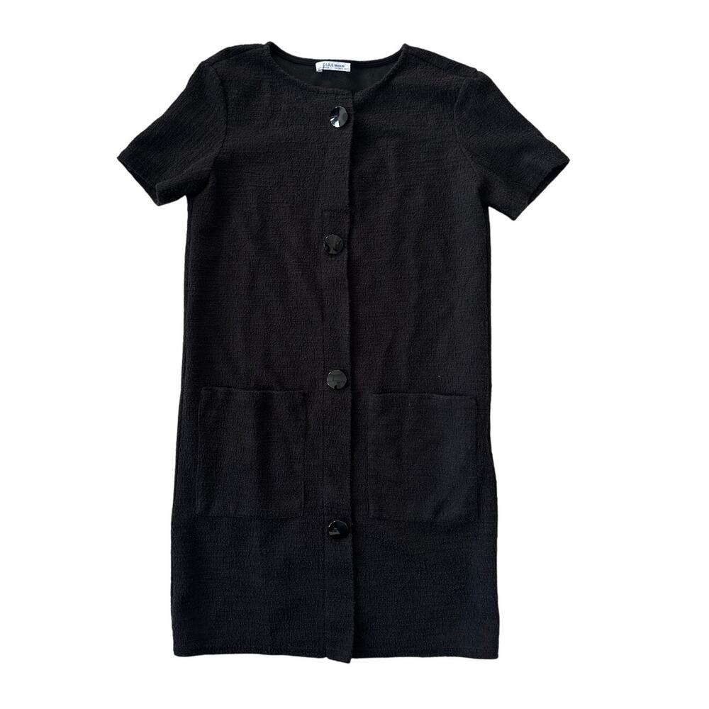 Zara Trafaluc Black Tweed Pocket Dress, Small
